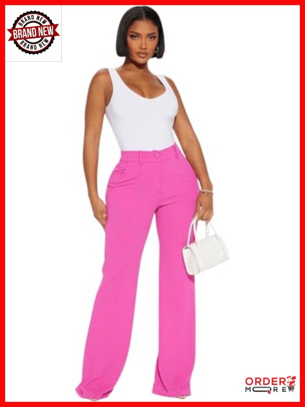 High Waisted Wide Leg Dress Pants Stretchy Wrinkle Free Business Casual Trousers